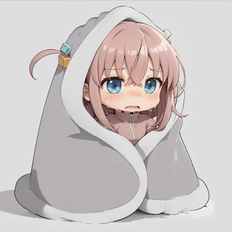 (masterpiece, best quality:1.2), chibi, solo, 1girl, gotoh hitori, sweat, embarassed, shaded face, cozyblanket, one side up, cube hair ornament, pink jacket, track jacket, simple background, <lora:bocchi_gotoh-17:0.8>, <lora:cozyblanket-nvwls-v1:1>
