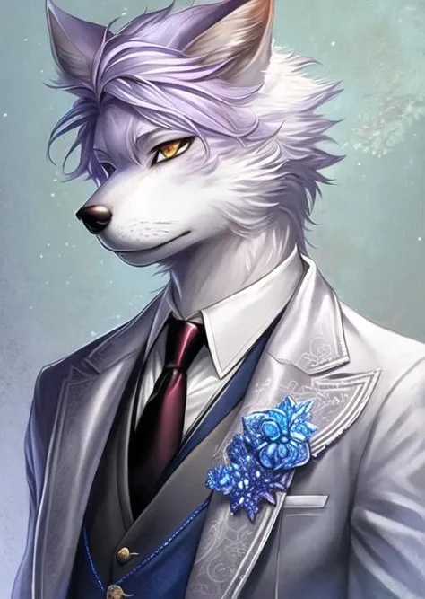 1boy, male focus, solo, furry, suit, necktie, half body
