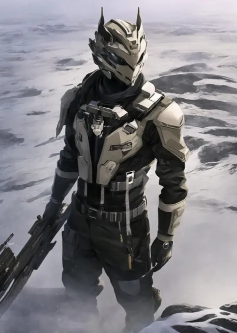 1boy, male focus, solo, military, camouflage,half body, weapon,masterpiece