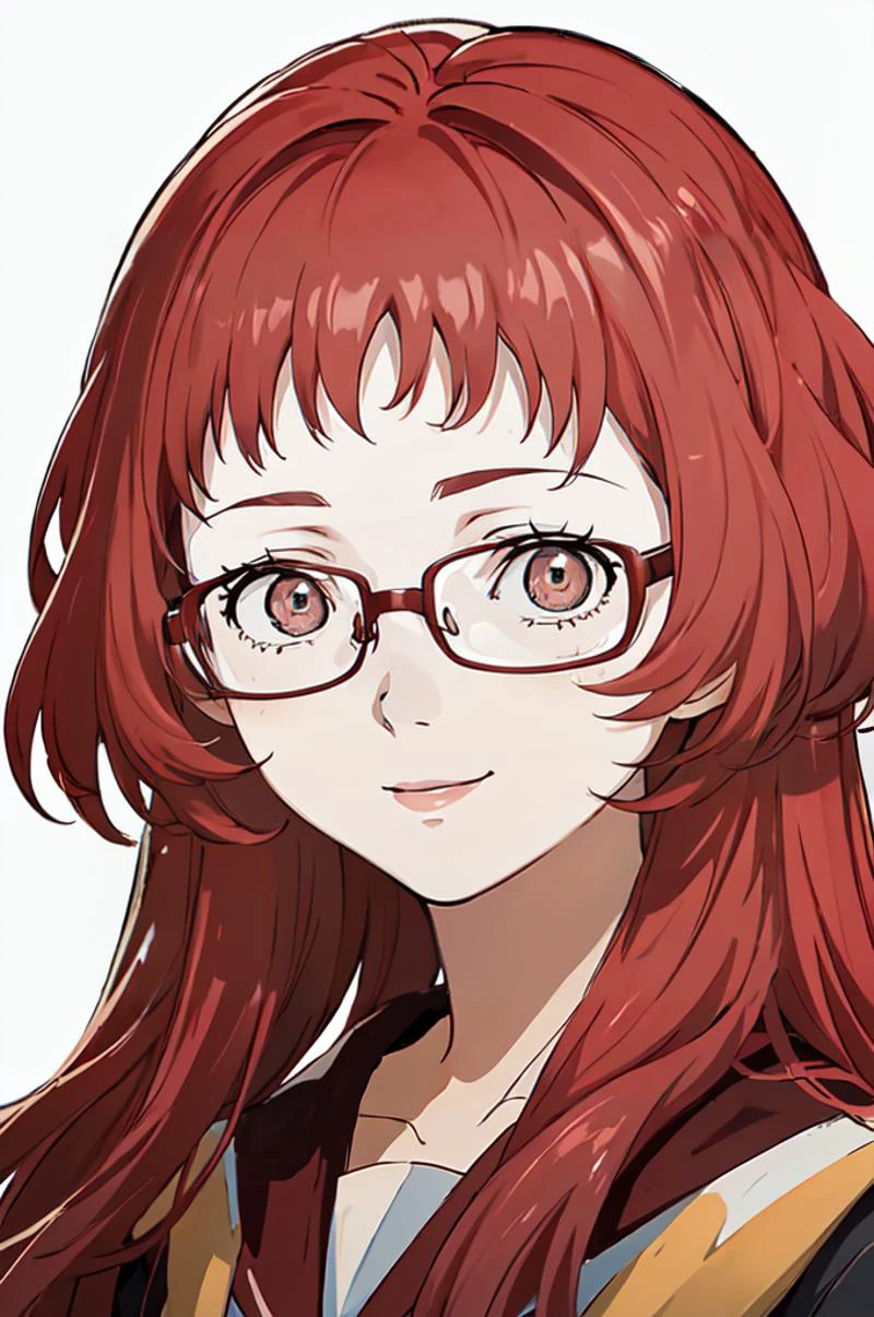 <lora:P5-Protraits_Fp:0.7> simple background, portrait, <lora:ai_mie_v3.1:1> aimie, glasses, smile,, absurdres, ultra detailed, masterpiece, best quality, aesthetic, detailed,