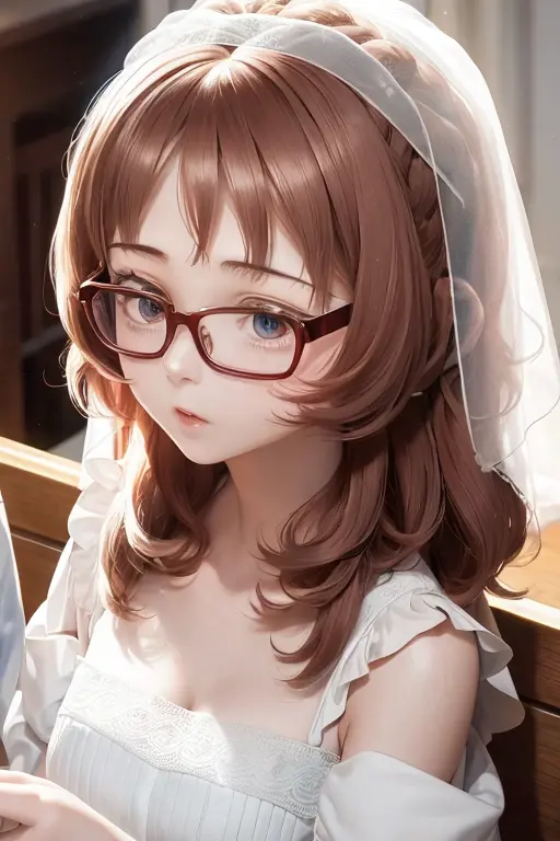 1girl, ai_mie, medium hair, glasses, wedding dress <lora:ai_mie_v2-200:1>