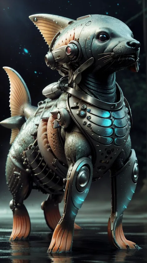 fishytech dog body scifi <lora:FishyTech-20:1>