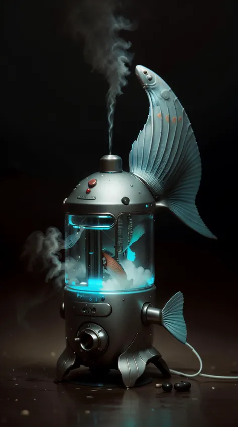 fishytech Miniature humidifier scifi <lora:FishyTech-20:1>