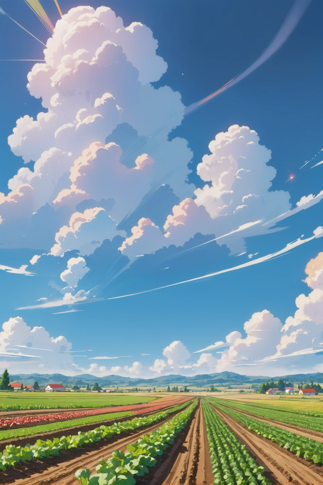 colorful, parade,vegetable fields, noon, blue sky, clouds, scenery, in a Agricultural Land<lora:EnvyReclaimedBrutalismXL01:0.5><lora:EnvyBetterHiresFixXL01:0:hr=1>