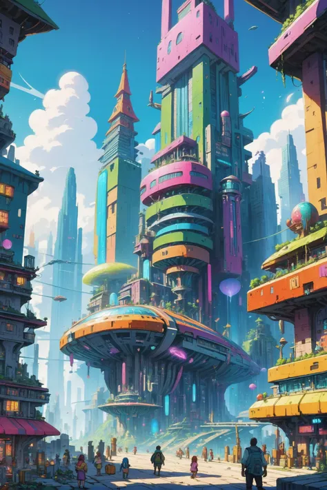 colorful, fantasy, cheerful,great fantasy megacity at the end of time<lora:EnvyReclaimedBrutalismXL01:0.8><lora:EnvyBetterHiresFixXL01:0:hr=1>