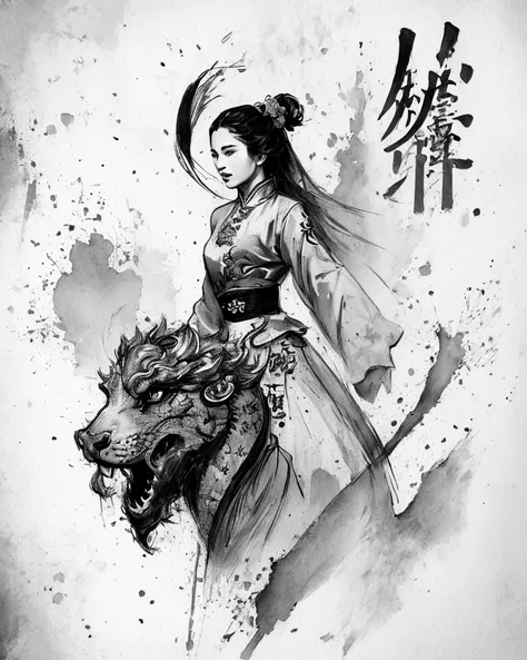 {{{{{{{illustration }}}}}}},1girl,[watercolor,]chinese dragon,chinese clothes,{{female focus on,lens 135mm f1.8}}, {{color Ink wash painting}},{{ink splashing}},{{color splashing}},{{{colorful}}},{{sketch}}, Masterpiece,best quality, beautifully painted,highly detailed,
