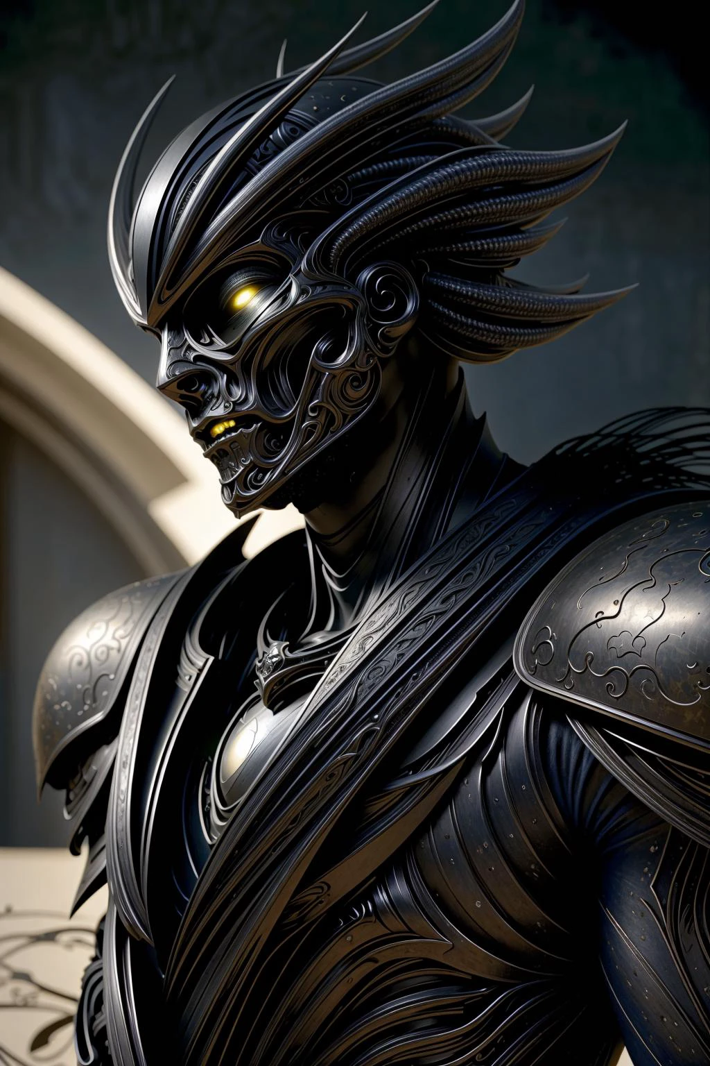 <lora:hadesarmor_v5:1> hadesarmor
masterpiece, highly detailed photorealistic 8k raw photo, best quality, surround volumetric lighting and shadows
a man in alien
highly defined and sharp court background