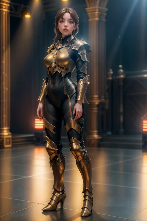 <lyco:GoodHands-beta2:1>,8k,highres,absurdres,masterpiece,best quality,original,extremely detailed CG,extremely detailed wallpaper,perfect lighting,
1girl,solo,blurry_background,looking_at_viewer,standing on the stage,
<lora:HaDeS_Armor_v7:0.8>,hdsrmr,full_armor,bodysuit under armor,