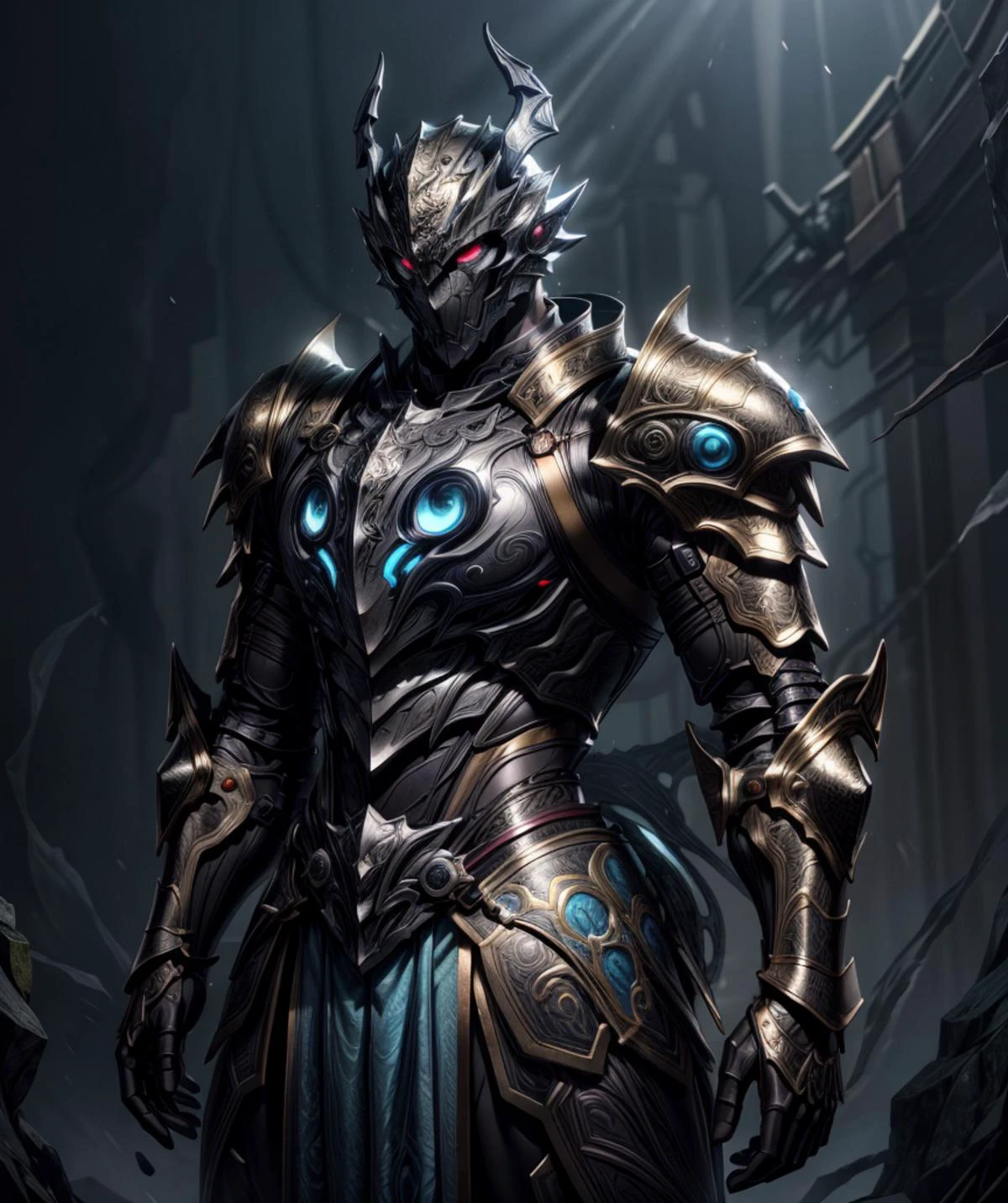 (masterpiece, best quality, HDR:1.2), volumetric lighting, volumetric shadows, phil haley style <lora:more_details:0.6>,
Electric Cyan man, armor
science fiction,fantasy background background <lora:hades_armor_v1:0.8> hades_armor