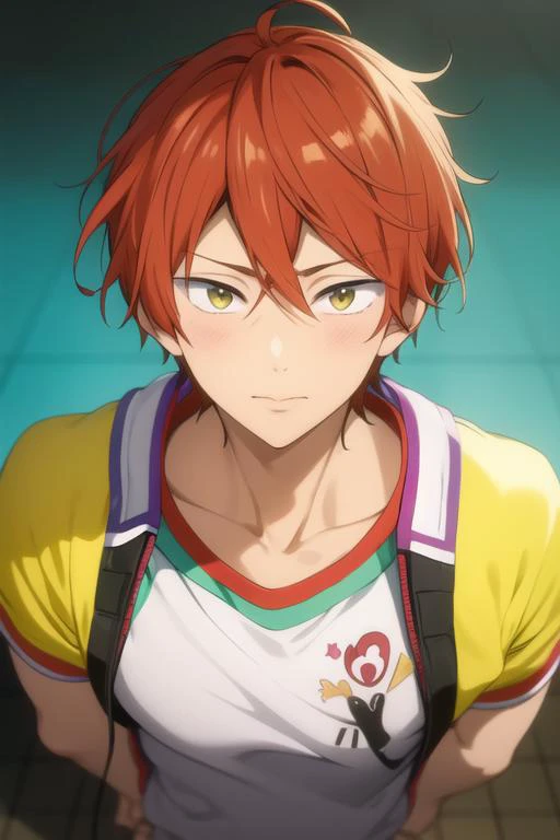 masterpiece, best quality, high quality, 1boy, solo, male focus, looking at viewer, upper body, <lora:mikoshiba_momotarou:0.70>, mikoshiba_momotarou