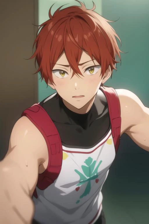 masterpiece, best quality, high quality, 1boy, solo, male focus, looking at viewer, upper body, <lora:mikoshiba_momotarou:0.70>, mikoshiba_momotarou