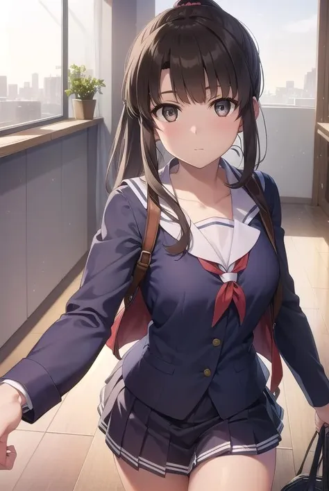 katoumegumi, <lora:megumikatoutest:1>,
megumi katou, brown hair, long hair, ponytail, (brown eyes:1.5), (small breast:1.2),
BREAK miniskirt, school uniform, skirt, sailor uniform, serafuku,
BREAK looking at viewer,
BREAK indoors, classroom,
BREAK <lora:GoodHands-vanilla:1>, (masterpiece:1.2), best quality, high resolution, unity 8k wallpaper, (illustration:0.8), (beautiful detailed eyes:1.6), extremely detailed face, perfect lighting, extremely detailed CG, (perfect hands, perfect anatomy),