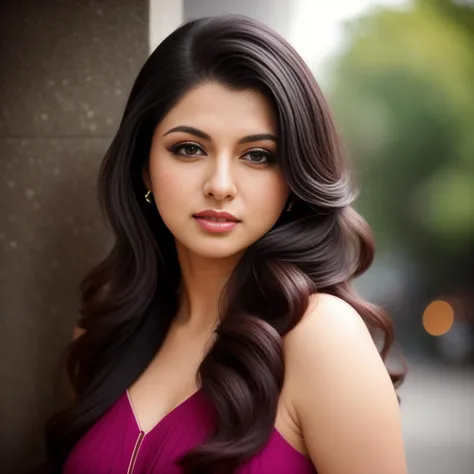 a photo of a 30-year-old woman, stylish, professional portrait, head-shot, slight smile, cute, background bokeh, bshree <lora:bshree:1>