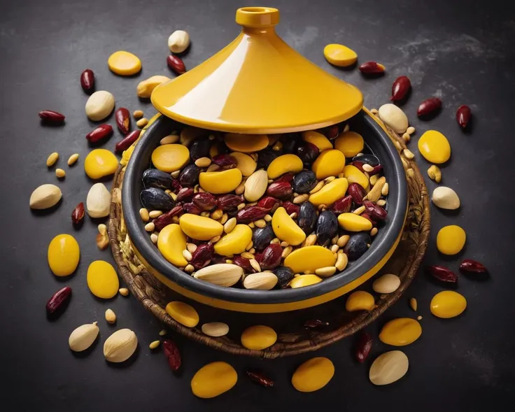 Amusing, Oversaturated, Angry, Celestial vitamins, dark yellow color grading, Dark, <lora:TagineXL:0.8> tagine