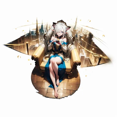 [(white background:1.15), ::2]1girl, solo, mid shot, full body, <lora:GachaSplashAlter_2:0.8>
(landscape:1.3), From the third person, studio lighting,perfectly detailed eyes, fluttering petals, (depth of field, blurry background, bokeh:1.2),(fairyland:1.2,beautiful detailed glow:1.2),(light particles:1.35),(silhouette:1.35),
streaked hair, multicolored hair,Khaki (X11) (Light khaki) hair, hair intakes, Fallow hair, two-tone hair,(very long hair:1.25),(hair over one eyes:1.25),
masterpiece, best quality, 1girl, (colorful), fox girl, fox ears, glasses,(finely detailed beautiful eyes and detailed face),cinematic lighting,extremely detailed CG unity 8k wallpaper,solo,crossed legs,looking at viewer,smile,white hair,red eyes,elf,(from above:1.1),bare legs,drill hair,bare shoulders,dress,barefoot sandals,palace,throne,Luxury clothes,(flat color:1.45),
[[delicate fingers and hands:0.55]::0.85],(detail fingers),(yubao:0.5)