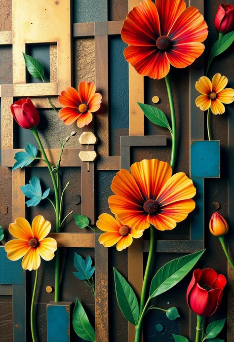 cubism, labyrinth, made of steel, chaotic, blooming artwork.  gmtrcCE style
