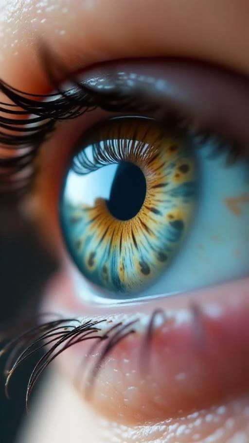 A macro photo of a female eye, focusing on the highly detailed iris with vivid, intricate patterns and colors. In the exact center of the pupil, there is a clear, sharp reflection of a heart shape, along with the name 'JACK' written within the heart. The heart and name should be subtle but distinctly visible, as if part of a delicate reflection. UHD, 8k resolution, with exceptional clarity and sharpness.