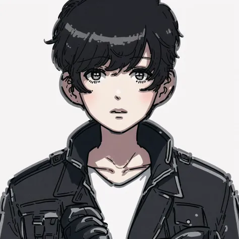 <lora:fuuka_kobayashi:1.0>, (fuuka_kobayashi:1.0), drawing,
1man, bachelor, black gloves, black hair, black jacket, brooch, leather, leather gloves, leather jacket, short hair, solo,