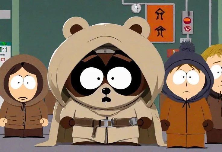 South Park Season 27 Episode 2: Kenny McCormick got Sad hold White Tanuki lying down on Hospital, sad and cry, slave_restraints outfit, SouthParkRay, South Park, TheTrapperDBDTI