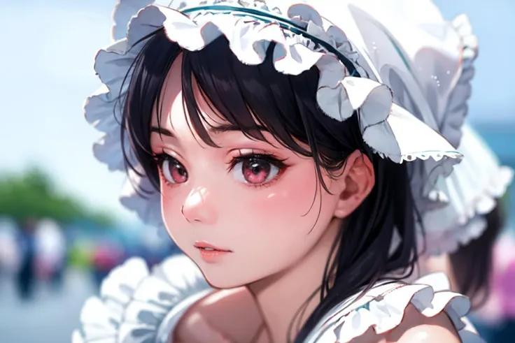 realistic,detailed skin,
pov,natural lighting,1girl,solo,
lolita_dress,bonnet,
dynamic pose,
crowd,<lora:cp29:0.6>,
blurry background,
acnes,
<lora:blur_background:-6>,