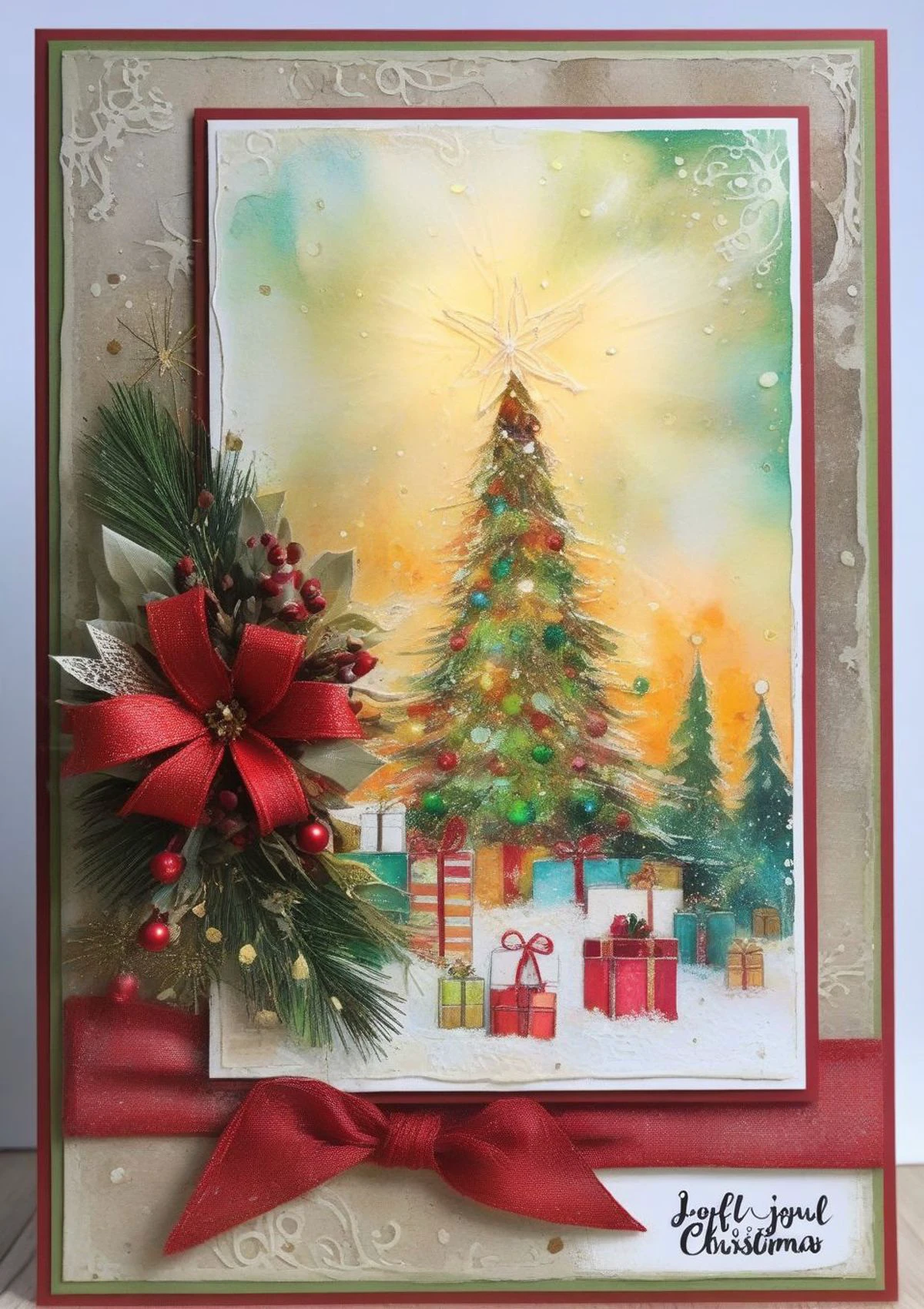 mixed media christmas art, joyful celebrations, , reflective and grateful, task lighting, sending and receiving heartfelt christmas cards