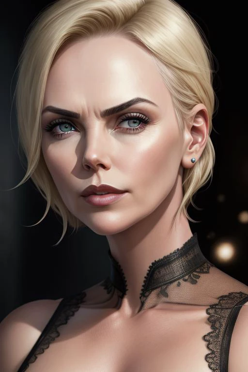 raw photo portrait, medium close shot, sd15-charlize-theron woman, (medium closeup:1.4), elegant, intricate, dslr, 8k, uhd, 1girl