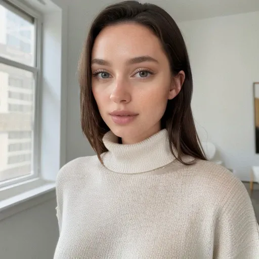 <lora:hannahrayninja_sd15_512_128_64_v1:1> 1girl solo looking at viewer  wearing a turtleneck sweater  epiCRealism