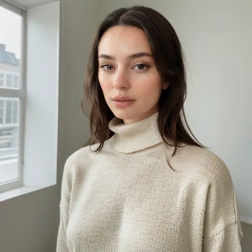 <lora:hannahrayninja_sd15_512_128_64_v1:1> 1girl solo looking at viewer  wearing a turtleneck sweater  epiCRealism