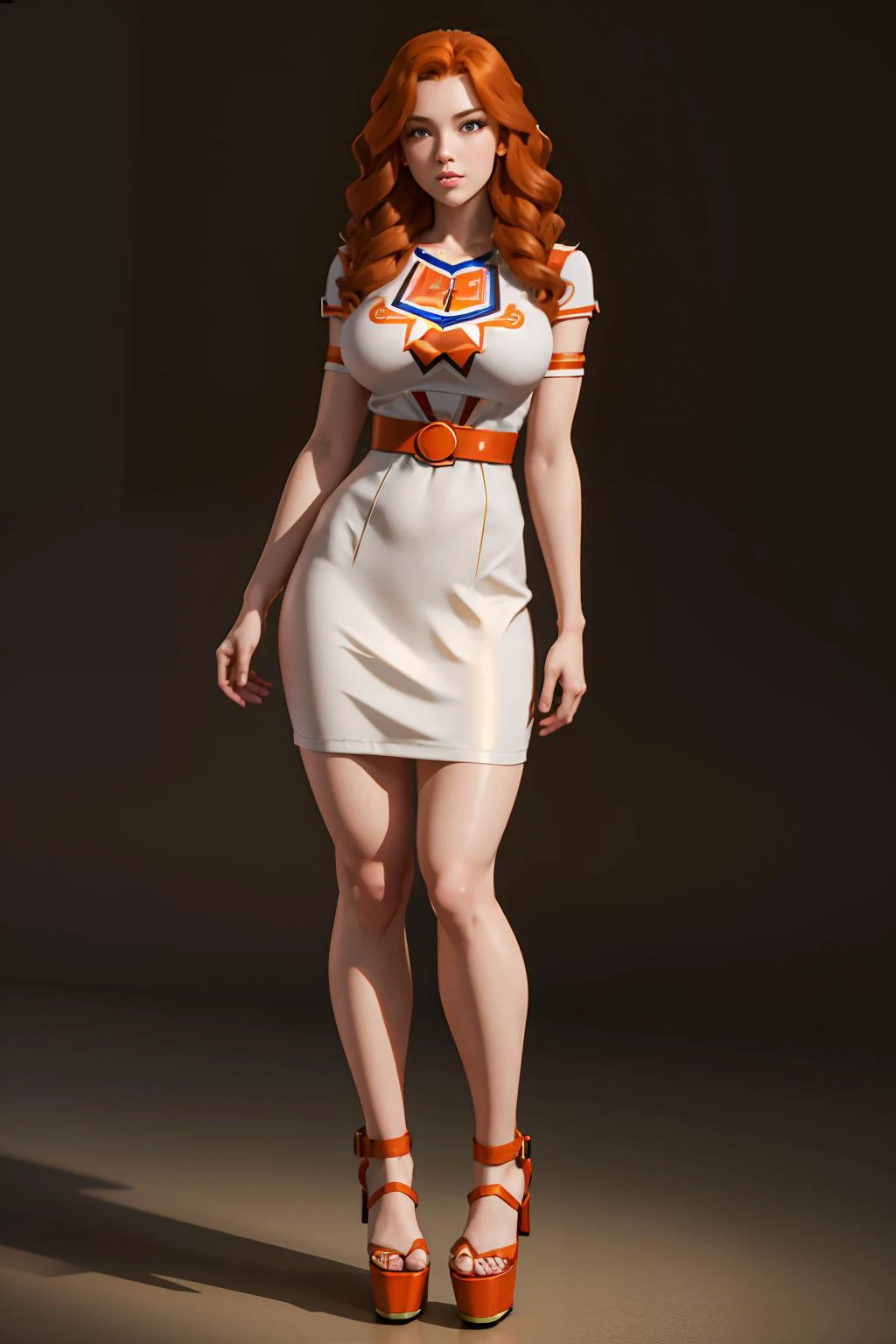 masterpiece, best quality, CG, wallpaper, HDR, high-definition, detailed, High quality, 1girl, ((Full body)), standing, symmetrical face, looking at viewer, woman, platform heels,<lora:more_details:0.8> <lora:th3p1t_v3:0.6> th3p1t <lora:1.5_perfect hands:1>
<lora:Nobody_AislingDream:1> dr34m, ginger hair