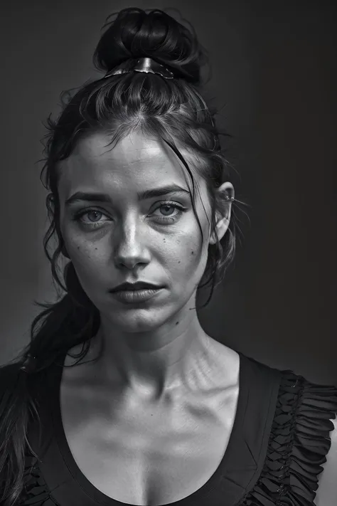 portrait, teen woman (young gorgeous <lora:sxz-megara-allnew:1>:young gorgeous eva green:0.8), high ponytail, (cleavage, realistic skin, detailed eyes) ,by Lee Jeffries, details <lora:LowRA:0.5> <lora:to8contrast-1-5:0.5>