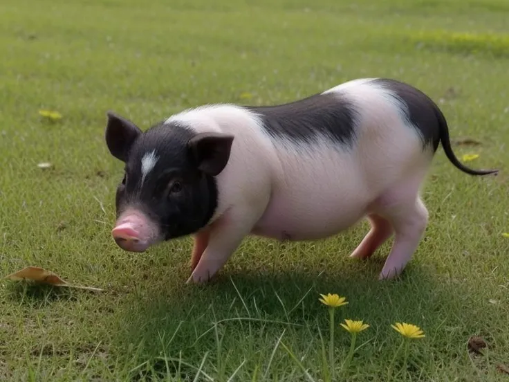 photo of body, bamaxiangzhu, a small pig standing in the grass near flowers and plants, aesthetic, perfect lighting, <lora:aixiaowangzi:0.7>