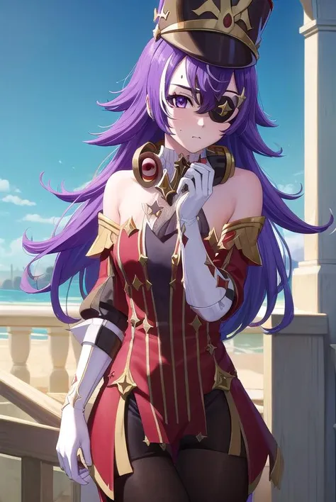 chevreuse, <lora:chevreuse-lora-nochekaiser:1>,
chevreuse, (eyepatch:1.5), long hair, mole, mole under mouth, multicolored hair, (purple eyes:1.1), purple hair, streaked hair, two-tone hair, very long hair, white hair,
BREAK bare shoulders, detached sleeves, black dress, black headwear, black pantyhose, boots, dress, earmuffs, earmuffs around neck, gloves, gold trim, gun, hat, pantyhose, red dress, shako cap, short dress, thigh boots, two-tone hair, white footwear, white gloves,
BREAK outdoors, city,
BREAK looking at viewer, (cowboy shot:1.5),
BREAK <lyco:GoodHands-beta2:1>, (masterpiece:1.2), best quality, high resolution, unity 8k wallpaper, (illustration:0.8), (beautiful detailed eyes:1.6), extremely detailed face, perfect lighting, extremely detailed CG, (perfect hands, perfect anatomy),