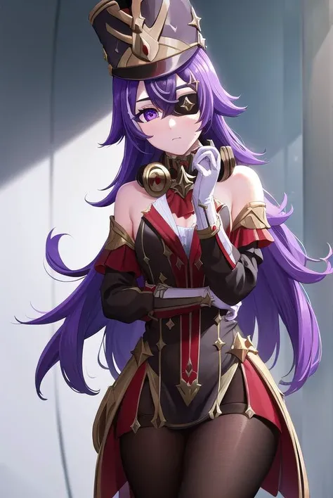 chevreuse, <lora:chevreuse-lora-nochekaiser:1>,
chevreuse, (eyepatch:1.5), long hair, mole, mole under mouth, multicolored hair, (purple eyes:1.1), purple hair, streaked hair, two-tone hair, very long hair, white hair,
BREAK bare shoulders, detached sleeves, black dress, black headwear, black pantyhose, boots, dress, earmuffs, earmuffs around neck, gloves, gold trim, gun, hat, pantyhose, red dress, shako cap, short dress, thigh boots, two-tone hair, white footwear, white gloves,
BREAK outdoors, city,
BREAK looking at viewer, (cowboy shot:1.5),
BREAK <lyco:GoodHands-beta2:1>, (masterpiece:1.2), best quality, high resolution, unity 8k wallpaper, (illustration:0.8), (beautiful detailed eyes:1.6), extremely detailed face, perfect lighting, extremely detailed CG, (perfect hands, perfect anatomy),