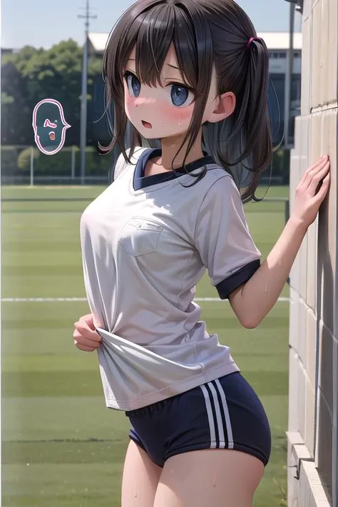 13 year old soccer girl in underwear getting dressed for the game, rear view