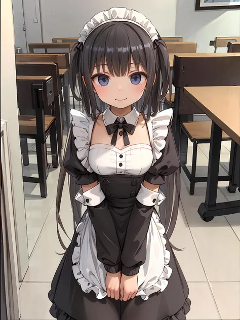 masterpiece, best quality, 1girl, solo, maid, maid headdress, smile, indoors, cafe, <lora:ega:1>