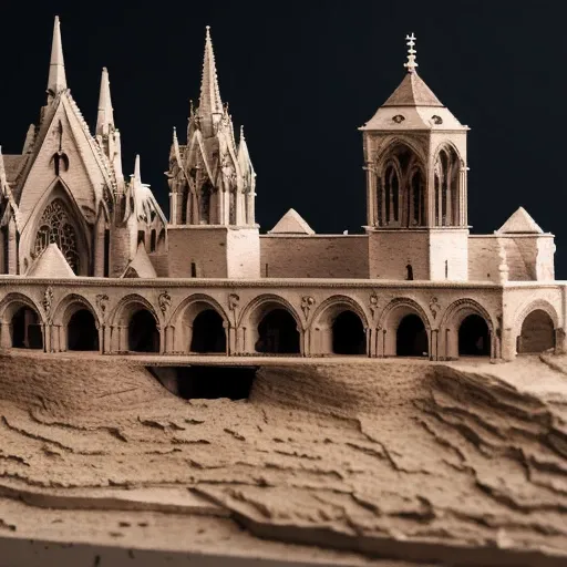 Gothic architecture, handmade model style, detail close-up, 4k, black background, depth of field