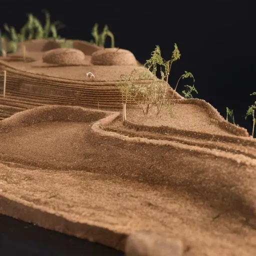 Japanese ancient architecture, rural, handmade model style, detail close-up, 4k, scenery, competition, landscape, black background, depth of field