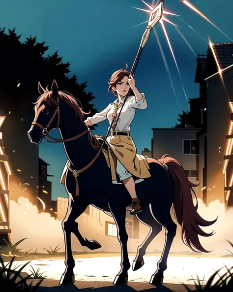 ((masterpiece), best quality, high quality, professional quality, highly detailed, highres, perfect lighting, natural lighting), female centaur, charging, bow and arrow drawn, in battle against army