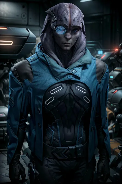 JaalMEA, 1boy, jacket, solo, male focus, blurry background, upper body, blurry, science fiction, looking at viewer, blue jacket, realistic, alien, colored skin
<lora:epi_noiseoffset2:1>, <lora:JaalMEA:0.7>