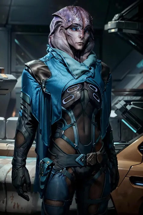(masterpiece, best quality:1.3)
<lora:epi_noiseoffset2:1> <lora:add_detail:0.7> <lora:JaalMEA:0.9>
JaalMEA, alien, 1boy, solo, blue eyes, gloves, male focus, belt, colored skin, science fiction, space opera, unreal engine, WLOP, concept art, award winning painting