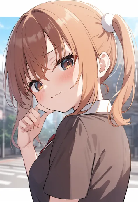 1girl,sincos, ningen mame, toosaka asagi,solo,medium breasts,school uniform,short sleeves,
mesugaki, smile, looking at viewer, blush, hand up,:3,<lora:mesugaki_XL_v1:0.9>
from behind, portrait, looking down, orange hair, brown eyes,expressionless, government district, closed mouth, disheveled hair,,
best quality, very aesthetic, absurdres