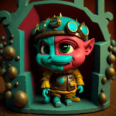 claymation sculpture, highly detailed photograph of, halfling mecha , highly detailed diorama, realistic materials, felt lips, (hotpink:1.0), sharp focus, 85mm lens, f1.8 aperture, laika studios, (teal:1.2), cinematic lighting, 4k, (limegreen:1.0), symmetrical eyes, intricately detailed, extremely detailed, uhd, octane render, cinematic, highly detailed sculpted diorama, (light_aqua:1.0),