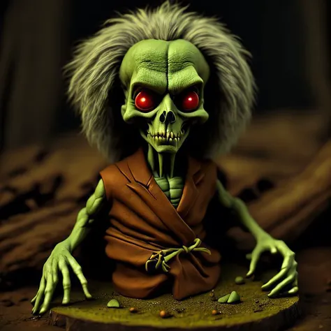 claymation sculpture, highly detailed photograph of, ghoul healer , highly detailed diorama, realistic materials, felt lips, (beige:1.0), sharp focus, 85mm lens, f1.8 aperture, laika studios, (olivegreen:1.2), cinematic lighting, 4k, (dark_forestgreen:1.1), symmetrical eyes, intricately detailed, extremely detailed, uhd, octane render, cinematic, (mediumaquamarine:1.0),