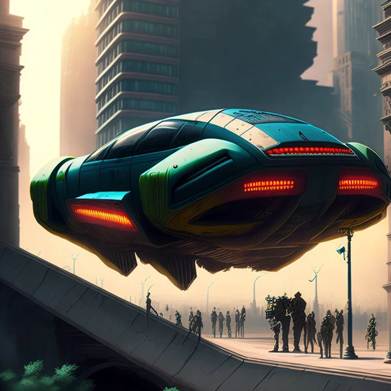 <lora:djzHoverCar_v21:1> Hover Car in Mega-City One, judge dredd, realistic, cinematic