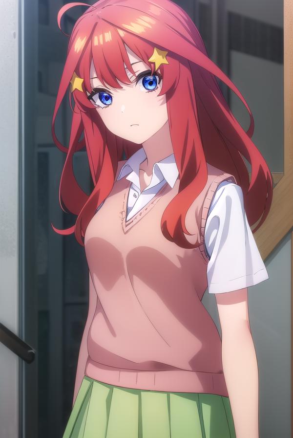 A close up of a person with long red hair and a green skirt - SeaArt AI
