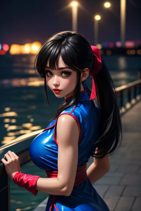 "Dragon Ball anime screenshot" Japanese girl, dark hair, blue eyes, etc.