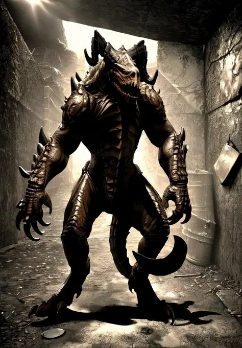 masterpiece, solo, upper body, vortigaunt, alien, one-eyed, red eyes, third arm on chest, thumbs up, detailed background, outdoors, night time, italy, smiling, <lora:vortigauntlorav1:0.8>