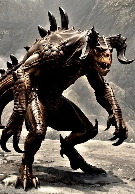 <lora:Deathclaw:0.8>, deathclaw, horror \(theme\),, (masterpiece, best quality, absurdres, detailed, ultra-detailed:1.3)