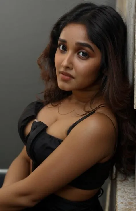 portrait of anikhas,19 y.o, 1girl, black eyes, sharp focus, bikini, full sized image, cleavage, sexy pose, head to heels, in beach<lora:anikhas_v1-000002:1>