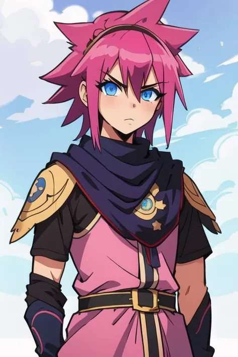 masterpiece, best quality, illustration, 1boy, solo, male focus, looking at viewer, upper body, , <lora:shimon_ikaruga:0.74>, shimon_ikaruga, blue eyes, pink hair, spiked hair, camel costume, ancient rome, High definition